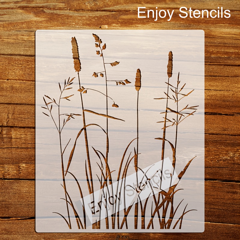 TEMU Stencil a forma di foglia di canna da 1 pezzo - Utilizzabile per pittura - per cornici, reti, cuscini decorativi, tele, ecc.
