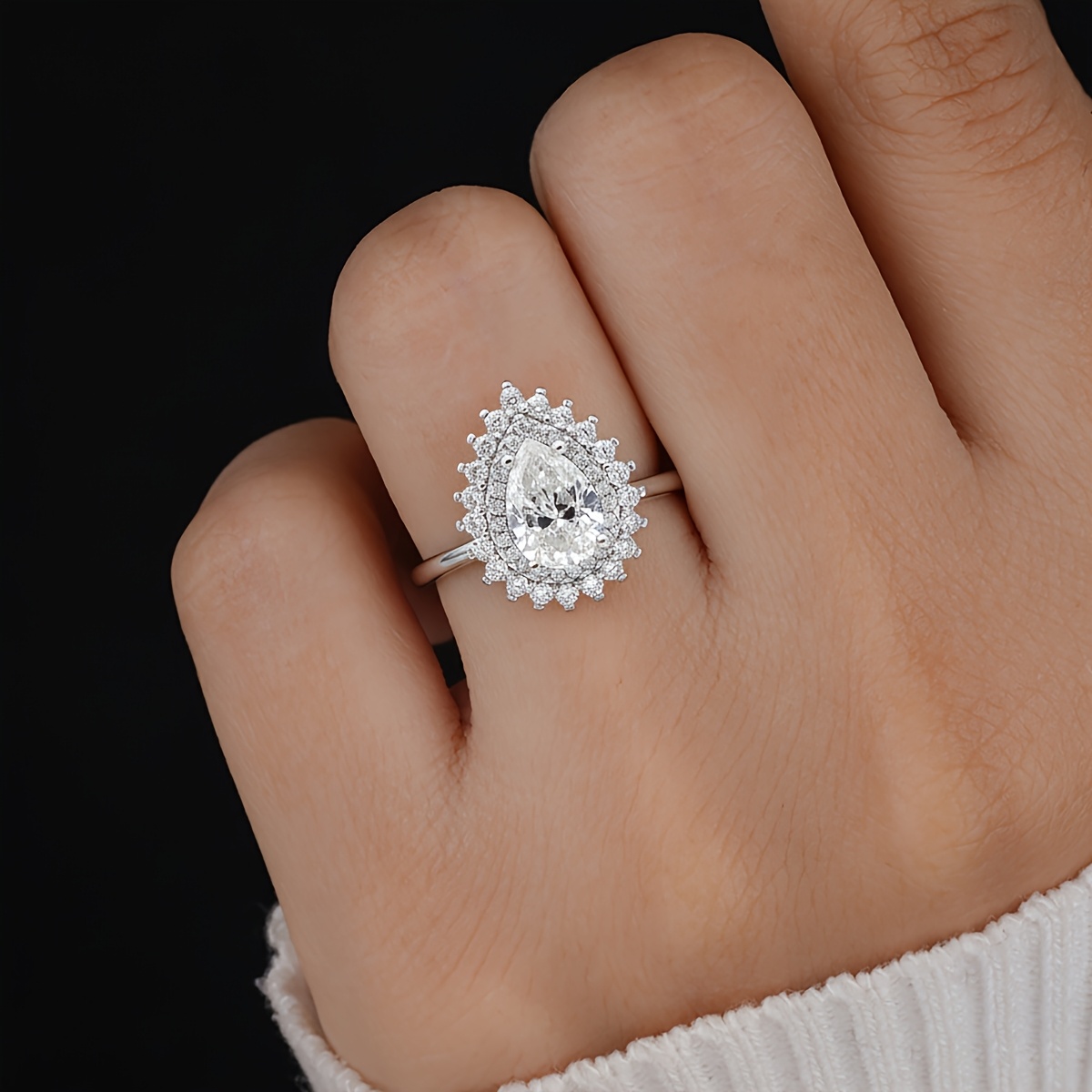 Women's Vintage Teardrop Ring, Elegant Wedding Jewelry Gift