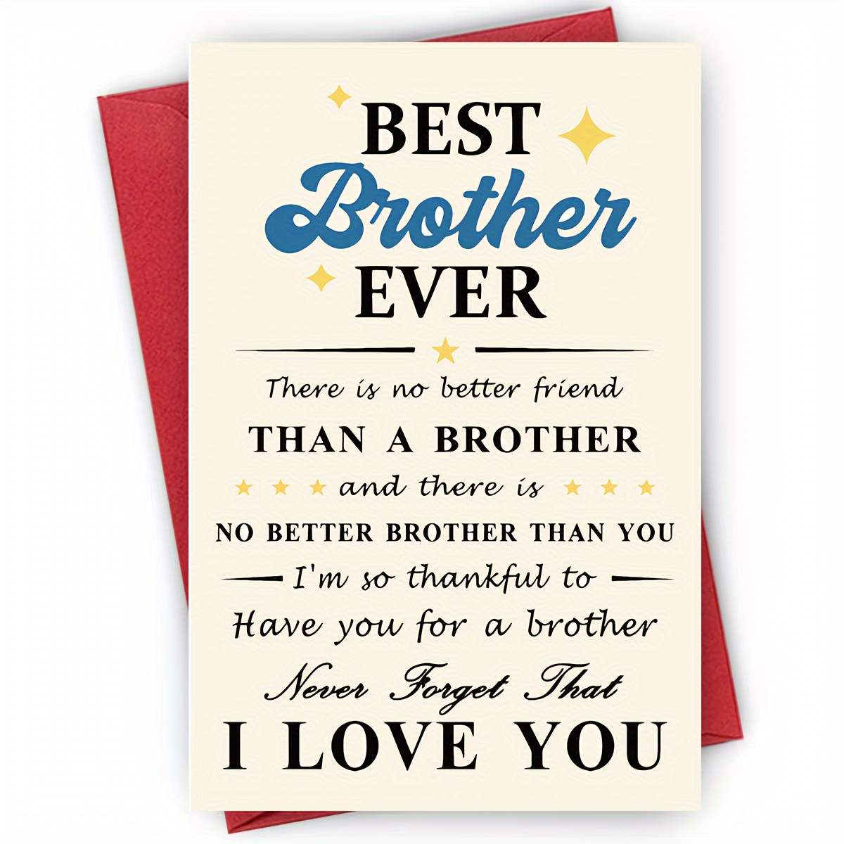 

1-pack Best Brother Ever Greeting Card - Versatile Celebration Card For Any Occasion Including Thanksgiving, Christmas, , Birthday, Anniversary - Heartfelt Appreciation Card For Friends Or Siblings