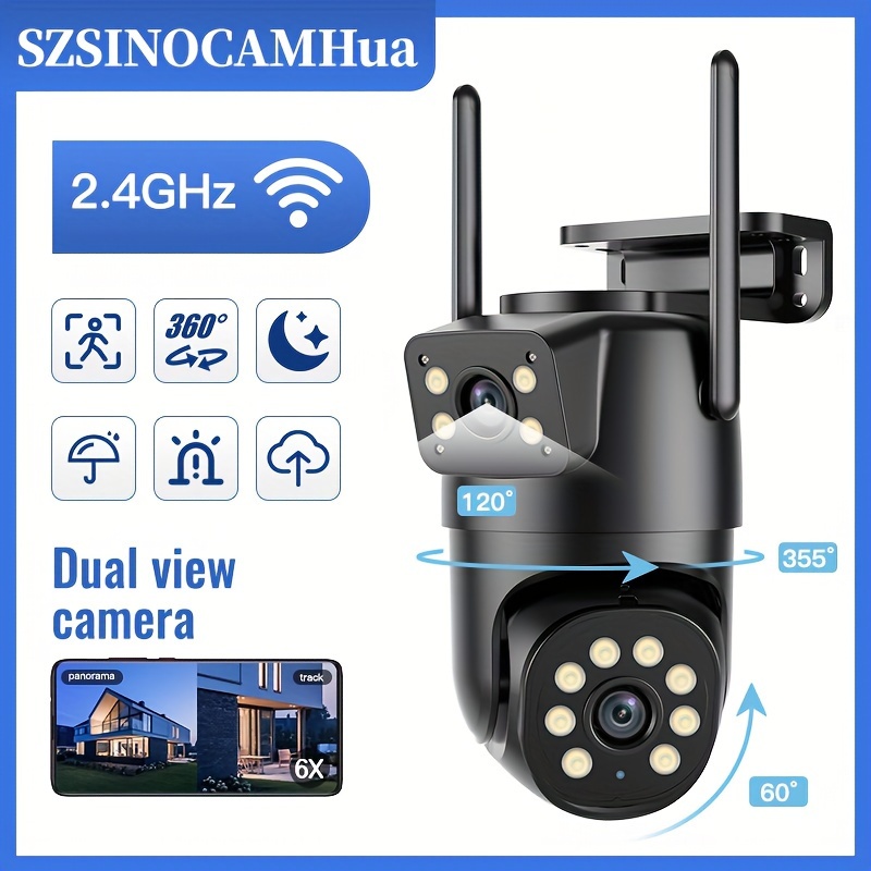 

Multifunctional Security Camera Wireless Outdoor Wifi Security Monitoring 2k High-definition Dual Lens Automatic Rotation Pan Tilt Night Vision Motion Detection Bidirectional Call Security Camera