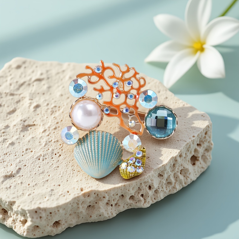 Image of Esshpule Starfish Brooch - Bohemian Marine Pin, Shell Badge Suitable For Weddings, Parties, Graduation Corsage - Wearable Accessory (no Coating, Retro Sea Creature Pin)