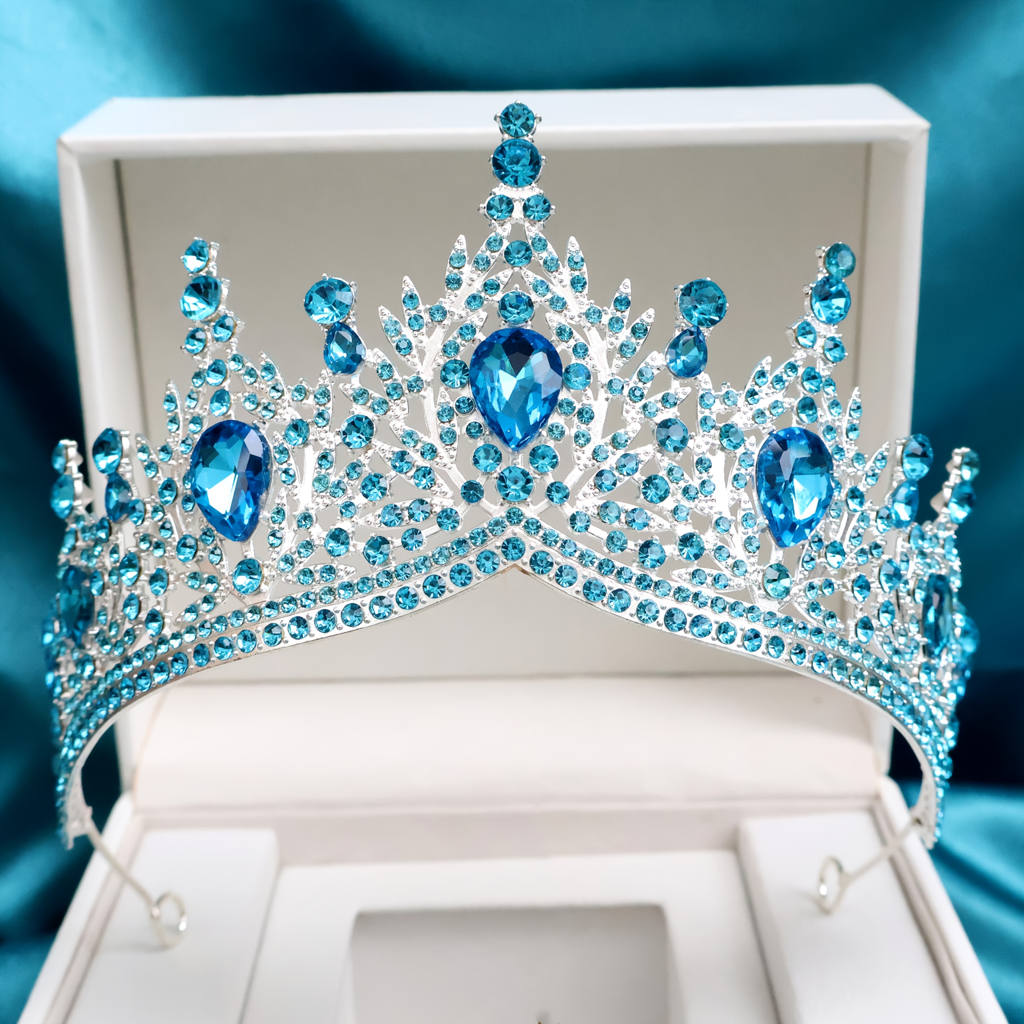 Tiara Crown With Rhinestone-encrusted Leaf & -accented, Adjustable Princess Wedding Queen Sash Accessory For Birthday Parties, Prom, Pageants - European-style Sparkling Tiara For & Women
