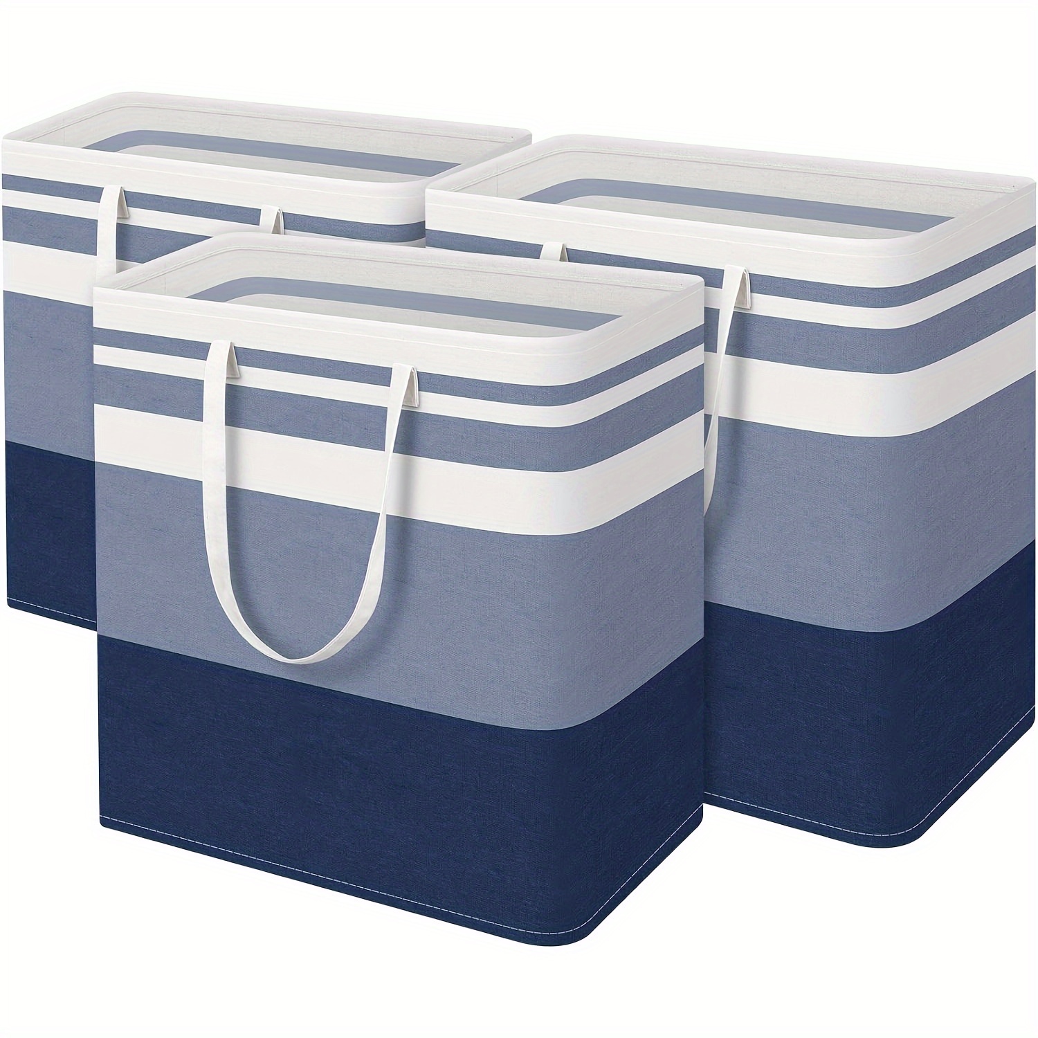 TEMU 3pcs Laundry Basket, Freestanding Laundry Hamper, Collapsible Tall Clothes Hamper With Easy Carry Handles For Clothes, Towels In The Family And