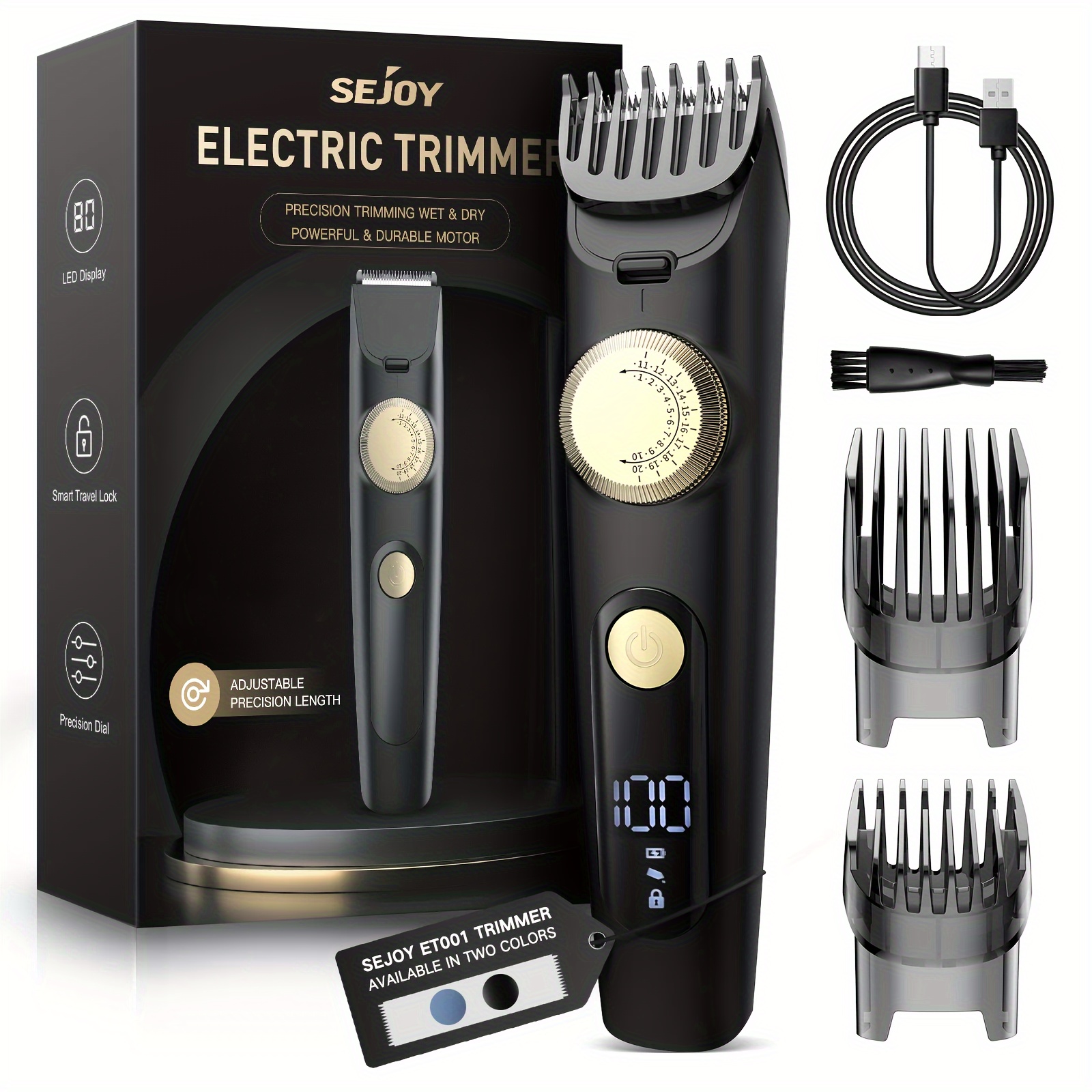 

Sejoy Men's Beard Trimmer, Hair Clipper, Cordless Hair Clipper For Beard Trimmer With Led Display For Home