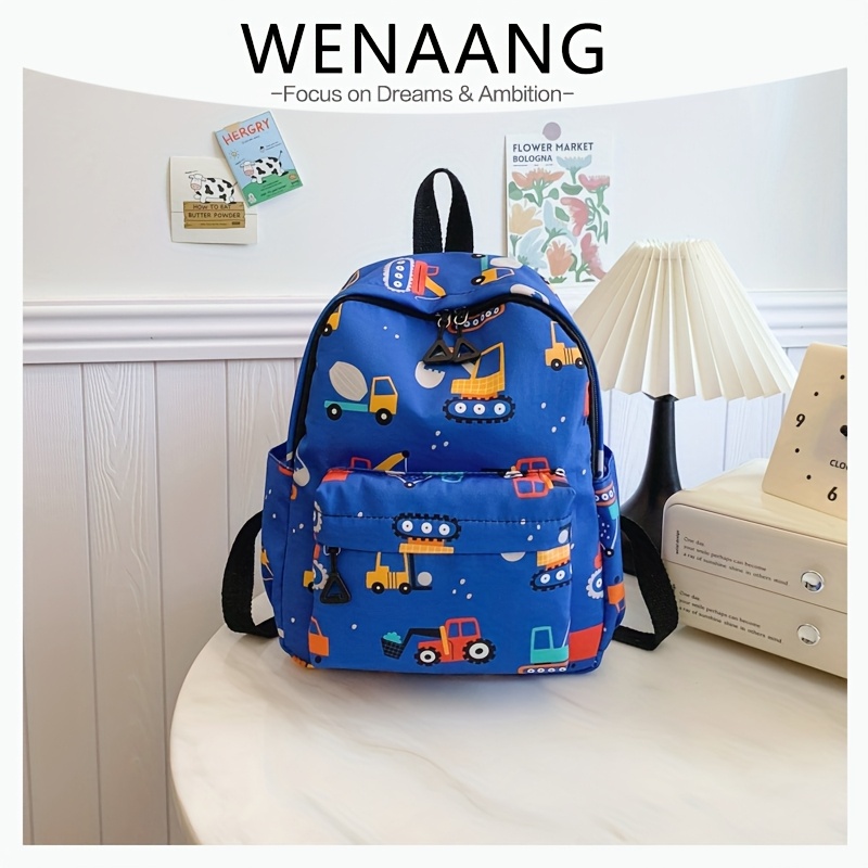 1pc Cartoon Print Backpacks Adjustable Zipper Backpack High Capacity Backpack, For Teenager