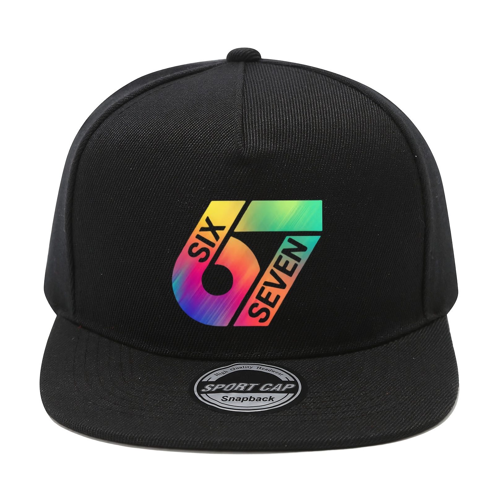 Image of Colorful 67-digit Pattern Print Unisex Fashion Baseball Cap Flat Brim Adjustable Breathable Casual Sun Hat Gothic Casual Outdoor Hat With For Baseball, Gym, Casual Attire