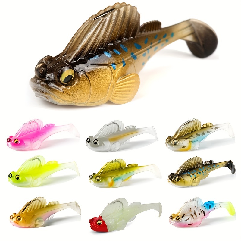 

5pcs T-tail Swimbait With Hook, Jig Head Soft Lure, Sinking Fake Bait