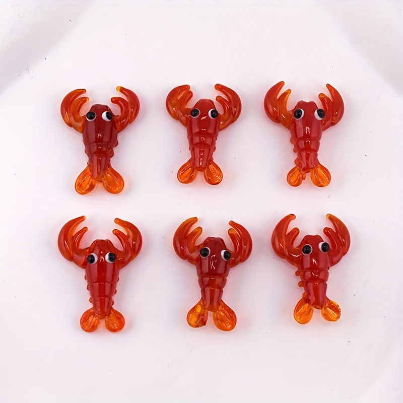 

Remohs Handcrafted Cute Animal Lobster Glass Beads For Jewelry Making - Red Colored Glaze Decorative Beads For Diy Bracelets, Necklaces, Keychains, Charms - Pack Of 2