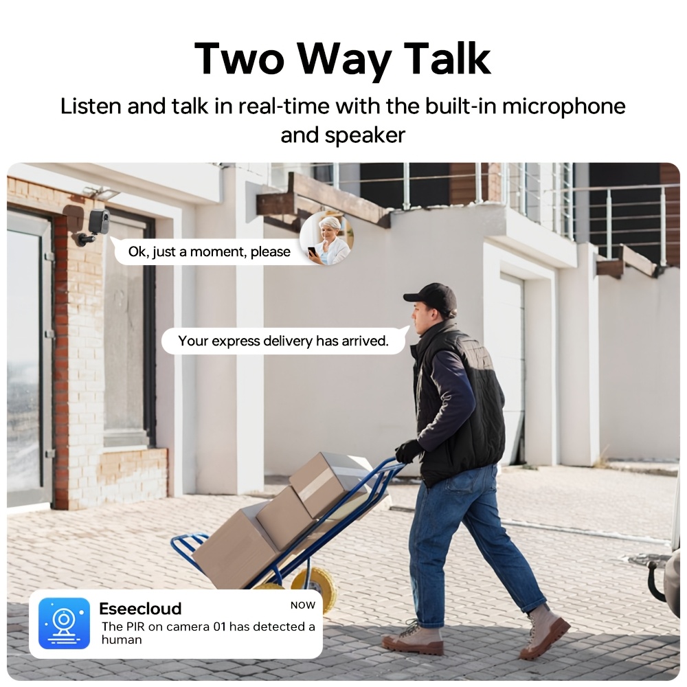 Battery Wifi Surveillance Camera 2K, Outdoor Wireless Smart Home Security Camera, Network Monitoring Camera with Rechargeable Battery, PIR Motion Detection, Color Night Vision, 2-Way Audio, APP Notification, Remote Phone Access, 2.4/5G WIFI