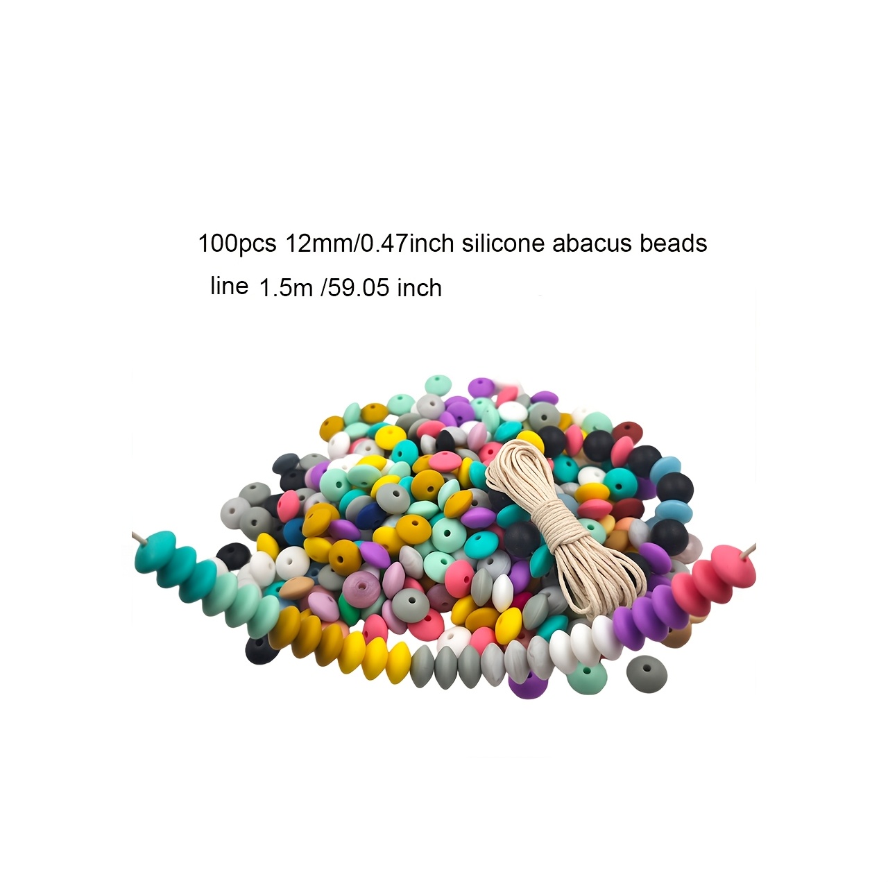 E-shop 50 Stk. 100 Stk. 12 mm/0,47-Zoll Silikon Rechenkugeln, . Wachs-Faden, gemischte Farben lose Perlen, mehrfarbige Silikonperlen zur Verwendung für