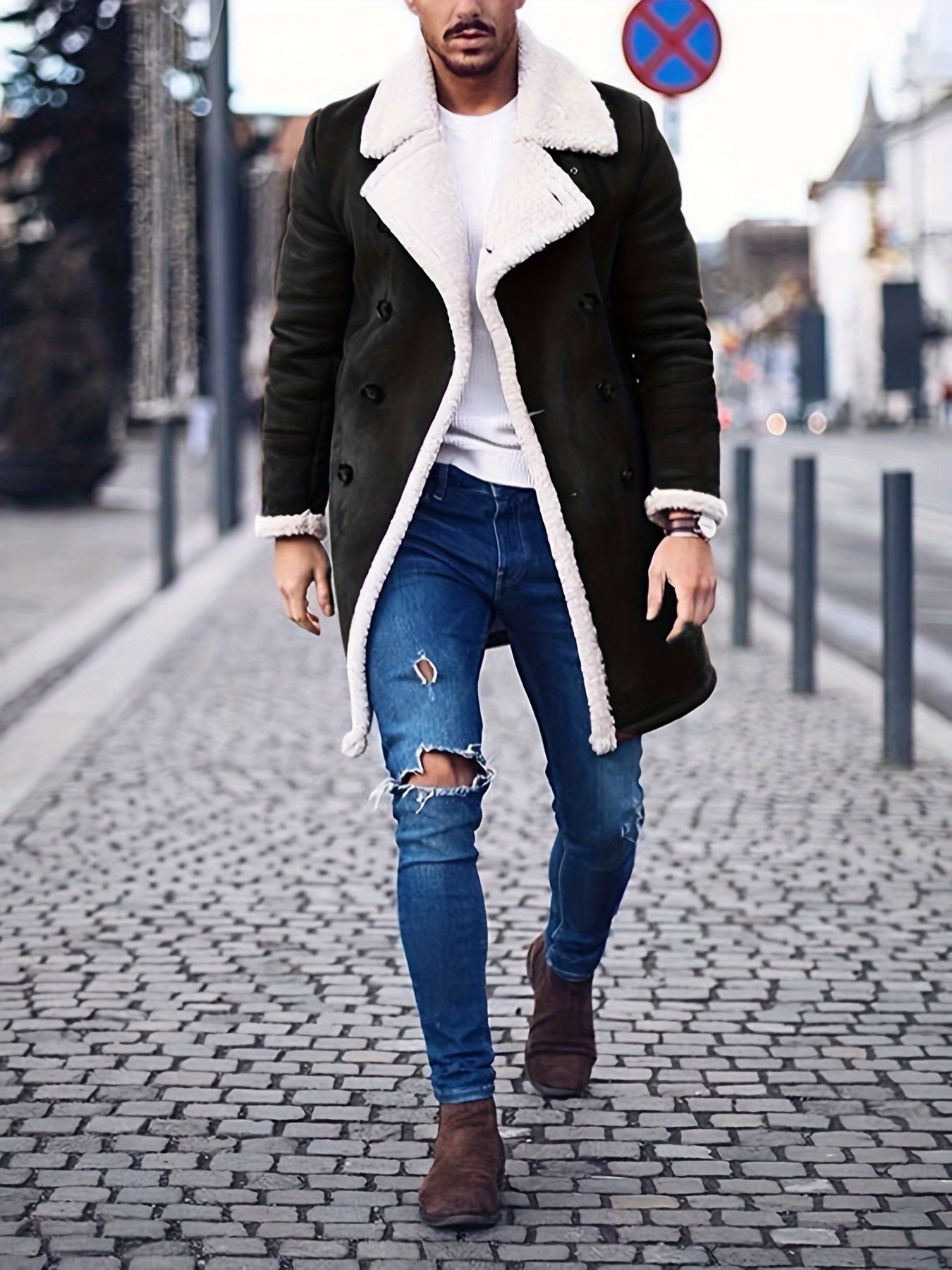 plus size men' coat fashion fleece long jacket - Temu Canada