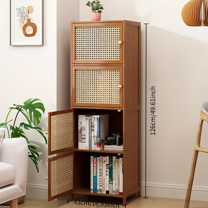 single 2 tier bamboo bookshelf with door living room multi layer storage cabinet tv stand or wall mounted display   saving ventilated design minimalist     with drawer units storage drawer units