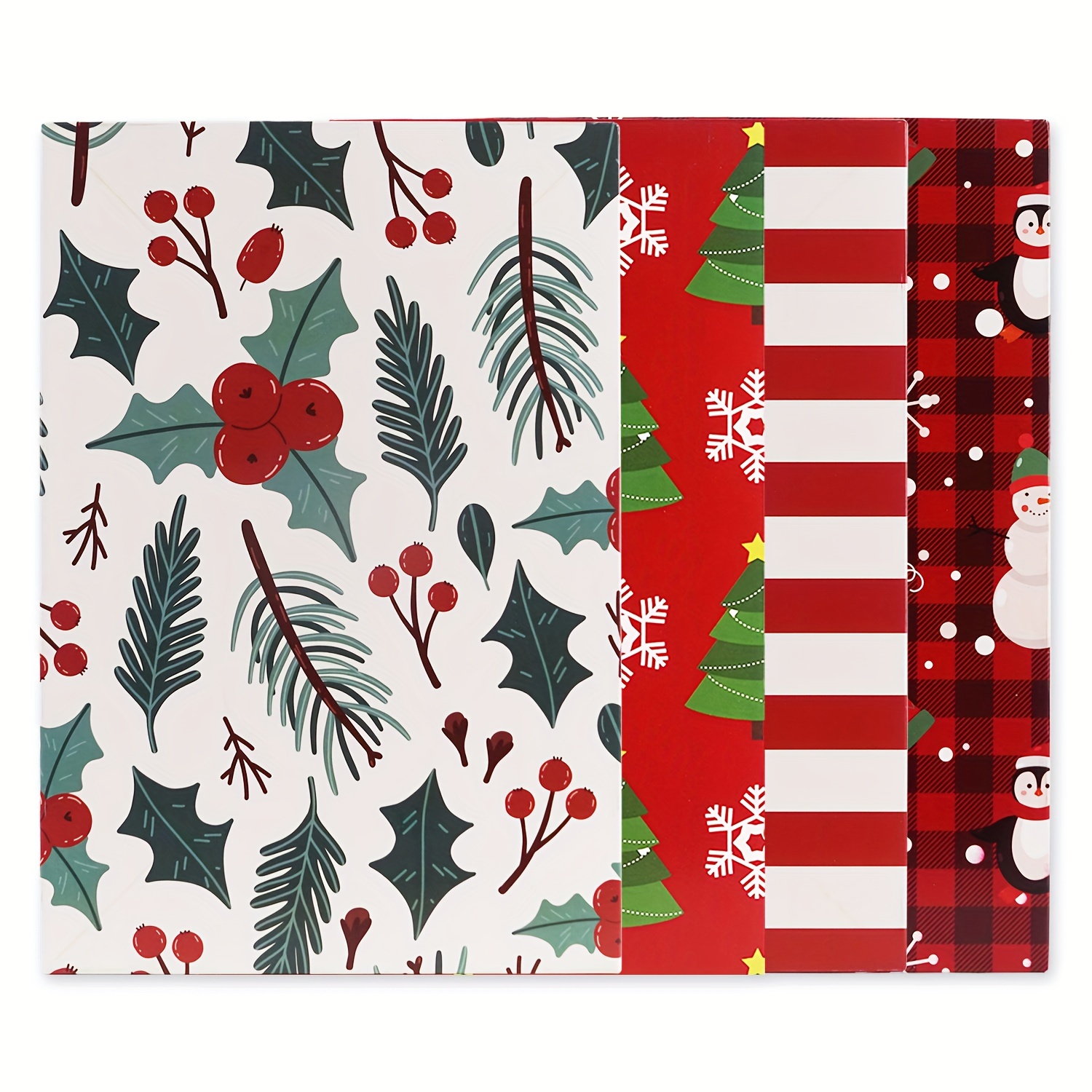 

4- Christmas Gift , 14x9.5x2 , Red & , Large Wrapping For Clothing, , Wedding Presents, , Assorted