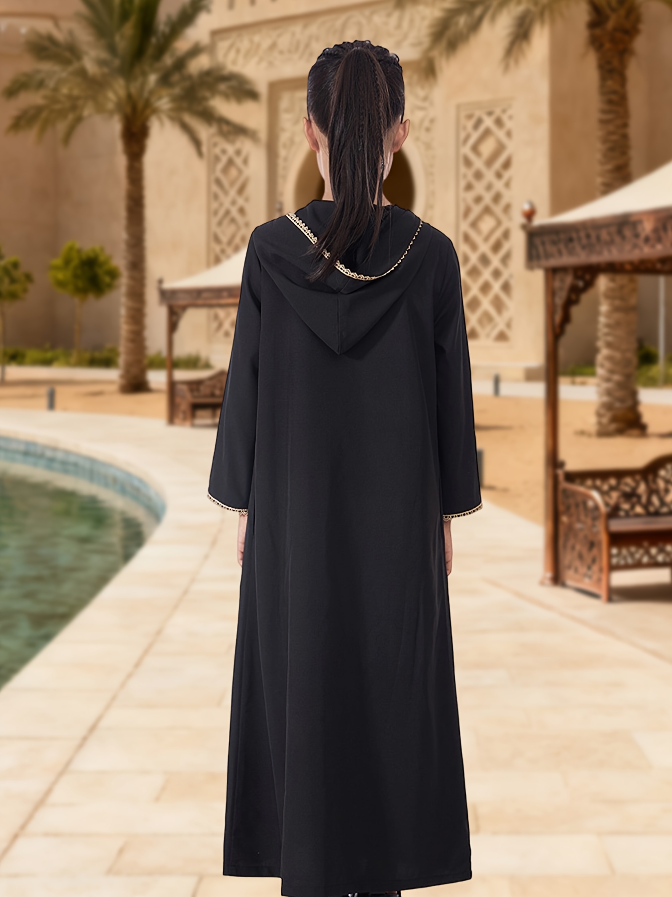hooded dress festival Celestial Dust Mask Hoodie Dress black-black-celestial / XS-XL Custom Fit