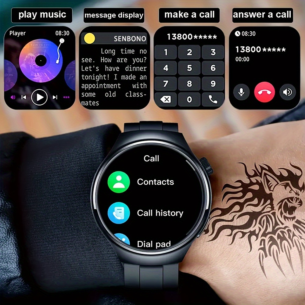 reloj inteligente deportivo para hombres   - función de   inalámbrica, pantalla hd táctil completa,   deportivos múltiples, contador de   y calorías, correa de silicona recargable por usb - regalo ideal para él, dispositivo de comunicación|reloj de cara redonda|reloj con correa de silicona