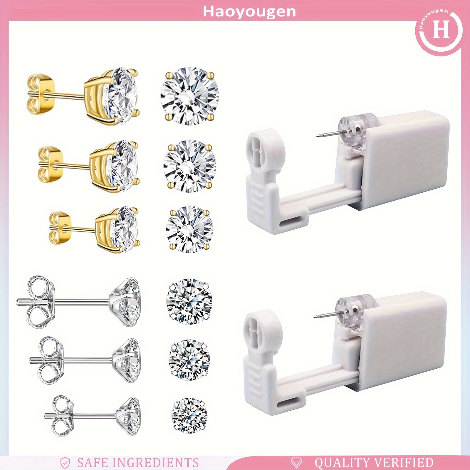 

Ear Piercing Kit - Disposable Ear Piercing With Attractive Gold And Silver For Self-piercing!