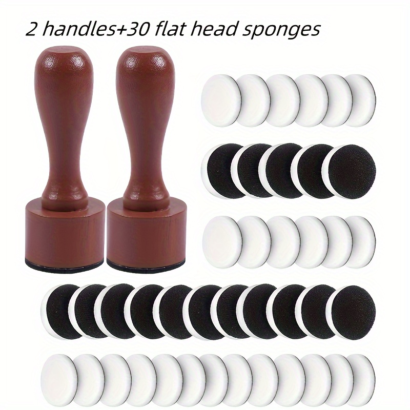 Image of Wholesale Of Round Ink Mixing Tools, Including Foam Sets, 2 Round Mini Coating Tools And 30 Replacement Sponge Foam Pad Art Supplies