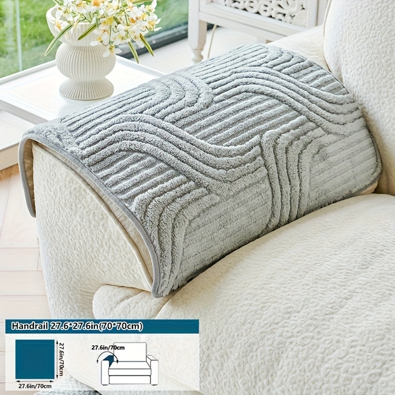 TEMU 1pc Bohemian Style Thick Plush Sofa Cover, Quilted , Non-slip, Universal, Machine Washable, Pet-friendly, Soft Plush Fabric - Perfectly Suitable