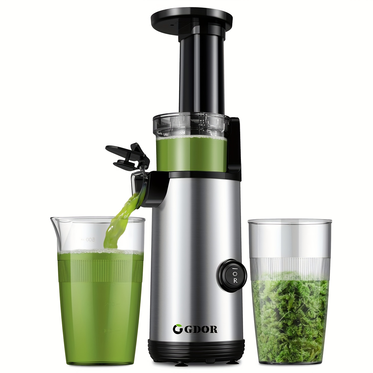 

Compact Masticating Juicer With Powerful 60nm Dc Motor, Low Noise, Space-saving Cold Press Juice Exrtractor Machines, Easy To Clean Slow Juicer, Brush Included, 20 Oz Juice Cup, Bpa-free, Sliver.