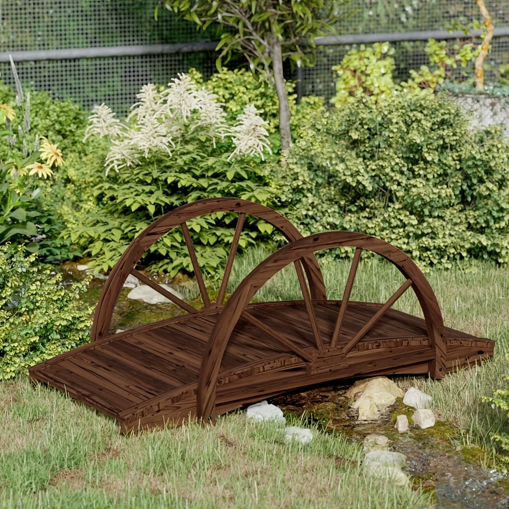   solid wood fir   with   design outdoor decorative ornamental bridge rustic brown easy assembly 99x50x38cm Product details 0