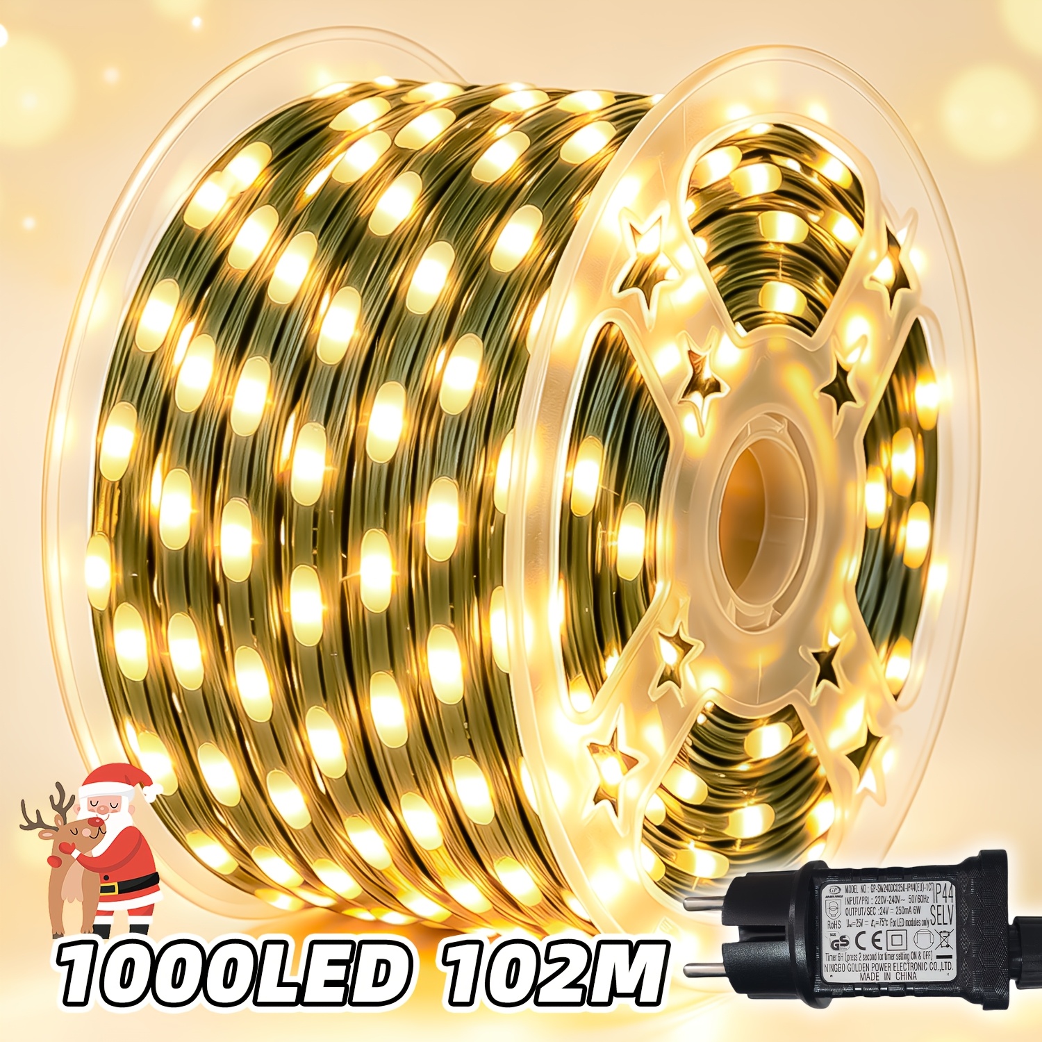 Image of Eu Plug-in Led String Lights, 102/32m Extra Long Fairy Lights, 8 , With And Timer Function, For Porch, , Indoor And Outdoor Decoration, Christmas Tree, Christmas, Yard Decoration