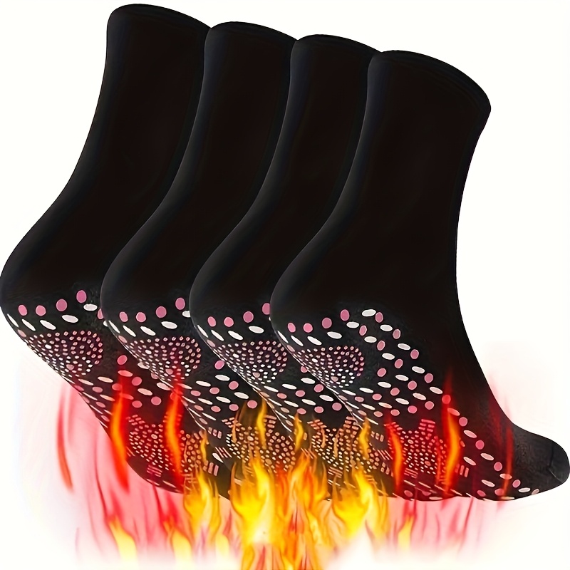 Image of 4pcs/ Black Warm Socks - Autumn Winter Warm Foot Socks, Comfortable And Breathable Outdoor Warm Socks, Cold Resistant, Christmas And Thanksgiving Gift (black)