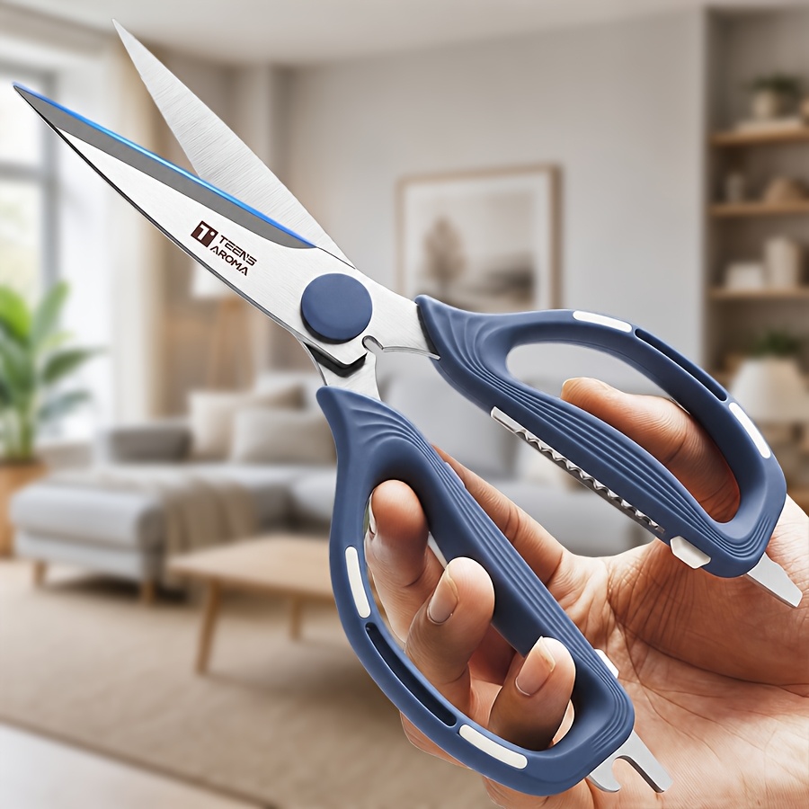 TEMU Professional Kitchen Durable Scissors - High-quality Sharp Kitchen Shears, Stainless Steel Chef Scissors, Non-slip Handle - Ideal For Cooking,