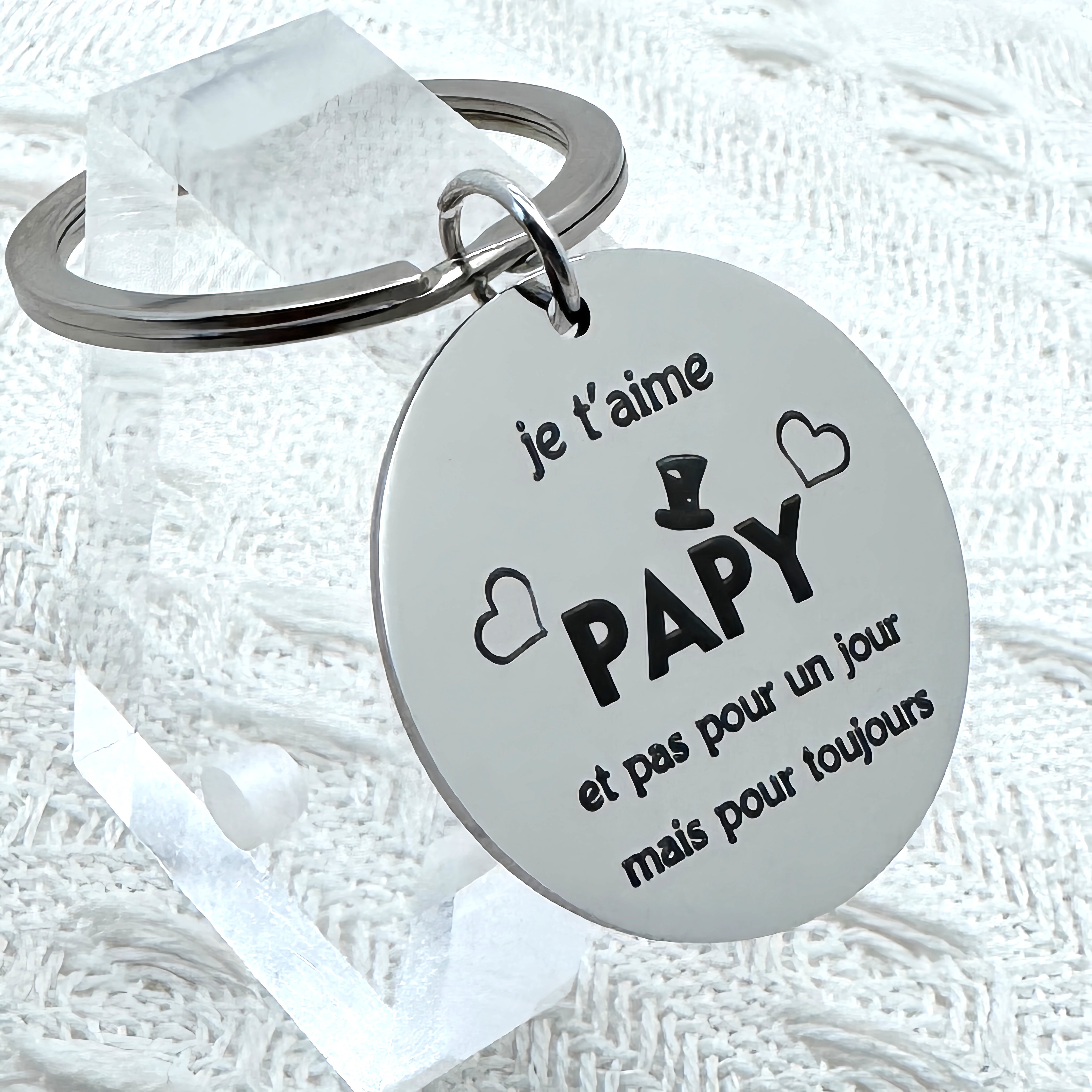 

- en Inoxydable ", Je T'aime" - Cadeau des Pères & le -père, Argenté