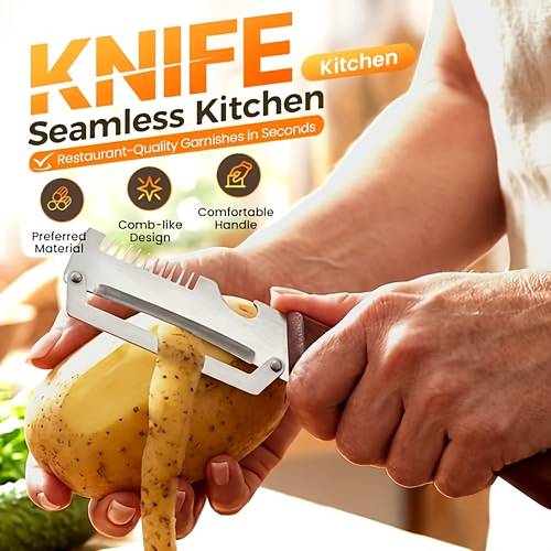 heavy duty stainless steel vegetable peeler slicer with cutter multifunctional kitchen tool featuring a straight blade and ergonomic non slip handle