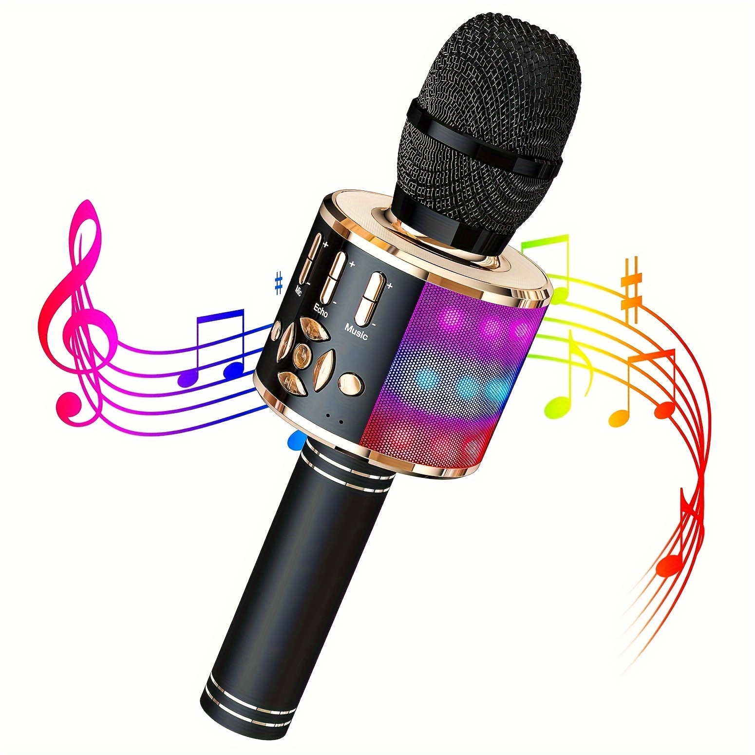TEMU Bonaok, Kids Karaoke Microphone, Wireless Speaker With Led Light, Microphone Toy For Singing, Karaoke Machine For Family Gathering, Birthday Party, Halloween, Christmas.