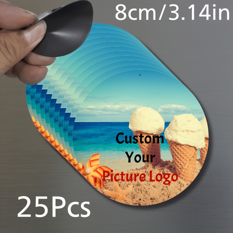TEMU Ensemble de 25 aimants de réfrigérateur personnalisés avec photo, grande taille 8 cm, autocollants magnétiques personnalisés pour promotion d',