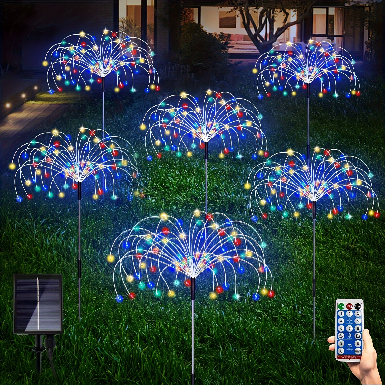 

Fireworks Solar Lights Outdoor 6 Pack 720 Led Pathway Lights Solar Powered Starburst Fairy Lights 8 Lighting Modes With Remote Control For Patio Christmas Yard Decorative