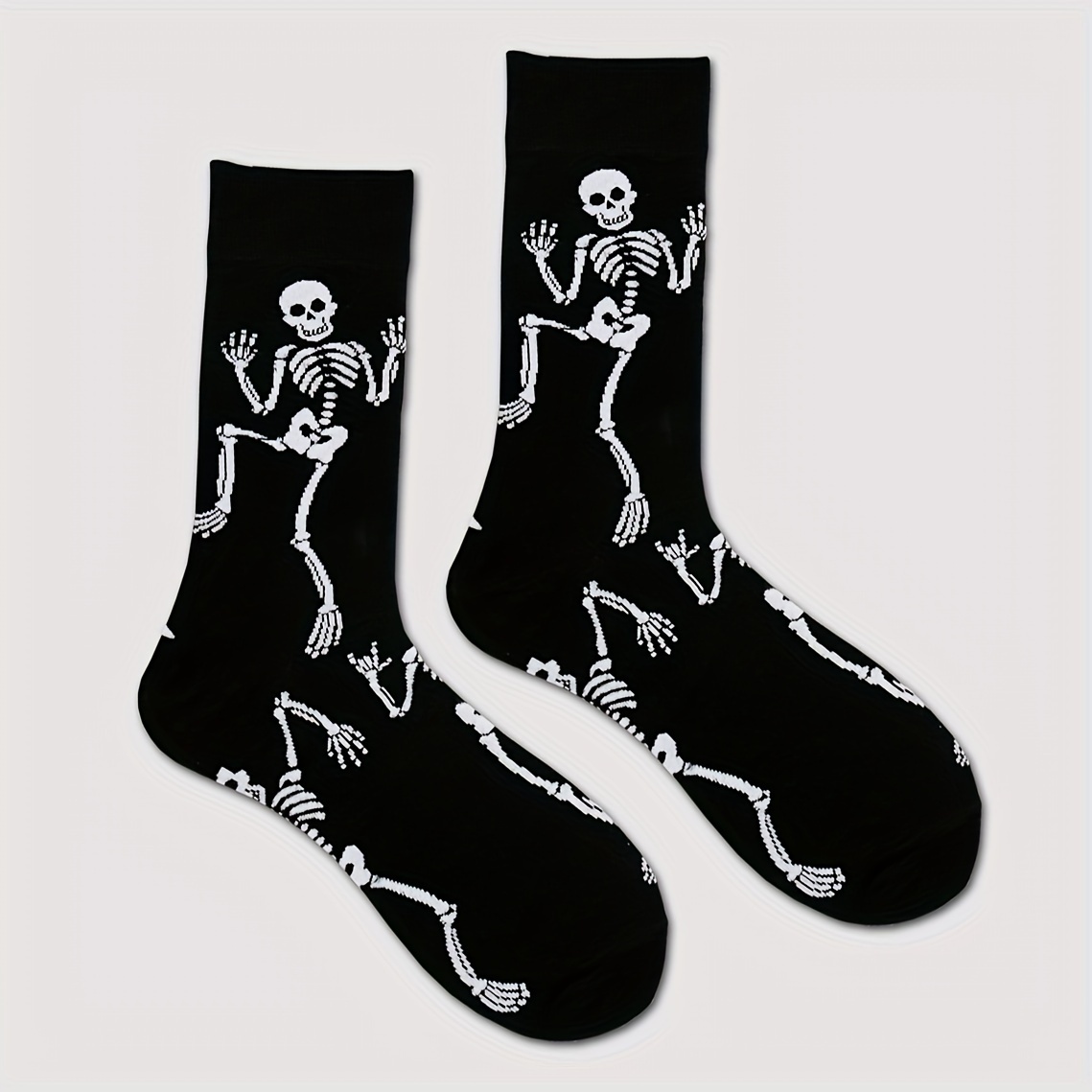 

A Pair Of Men's Halloween Style Pattern Crew Socks, Comfy Breathable Soft Socks, Best Halloween Gifts For Boyfriend