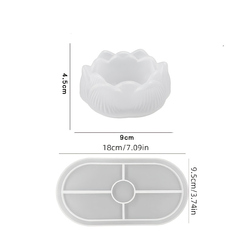 TEMU Clay Mold 2pcs For Lotus Candle Stand Decorative Platter Gypsum Mold Home Garden Table Atmosphere Decoration Holiday Housewarming Birthday Gift