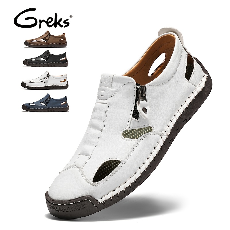 Mens Driving Loafer, Lightweight Slip-on Breathable Walking Boat Shoes, Flat Slippers, Outdoor Moccasin Closed Toe Sandals