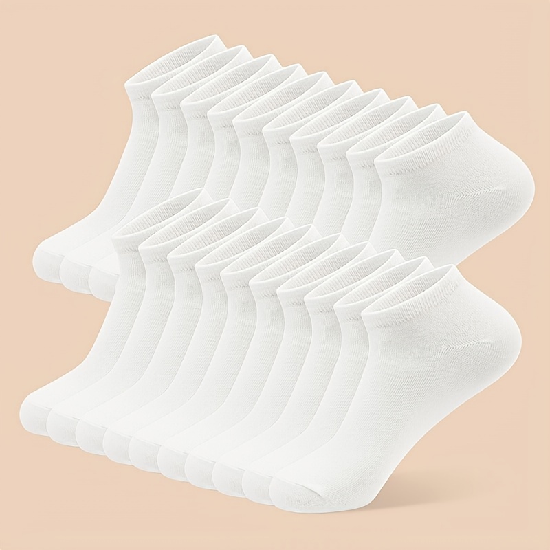 

10/20 Paires de Chaussettes de Bateau pour Femmes de Couleur Unie Blanches Chaussettes Courtes Chaussettes de Sport de Voyage Tendance et Polyvalentes Confortables et Douces