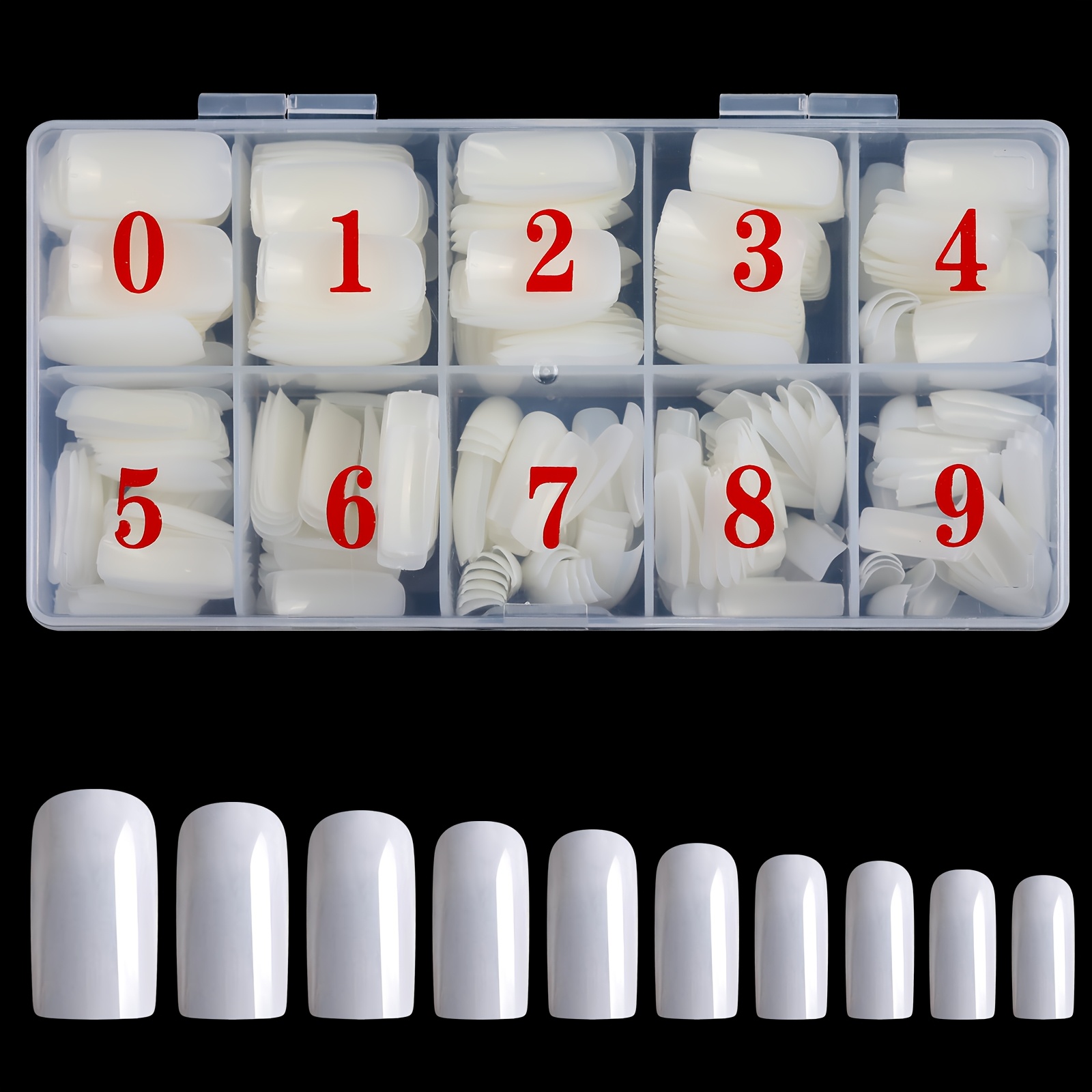 500pcs/boîte ongles artificiels carrés   naturels couverture complète autocollants pour faux ongles