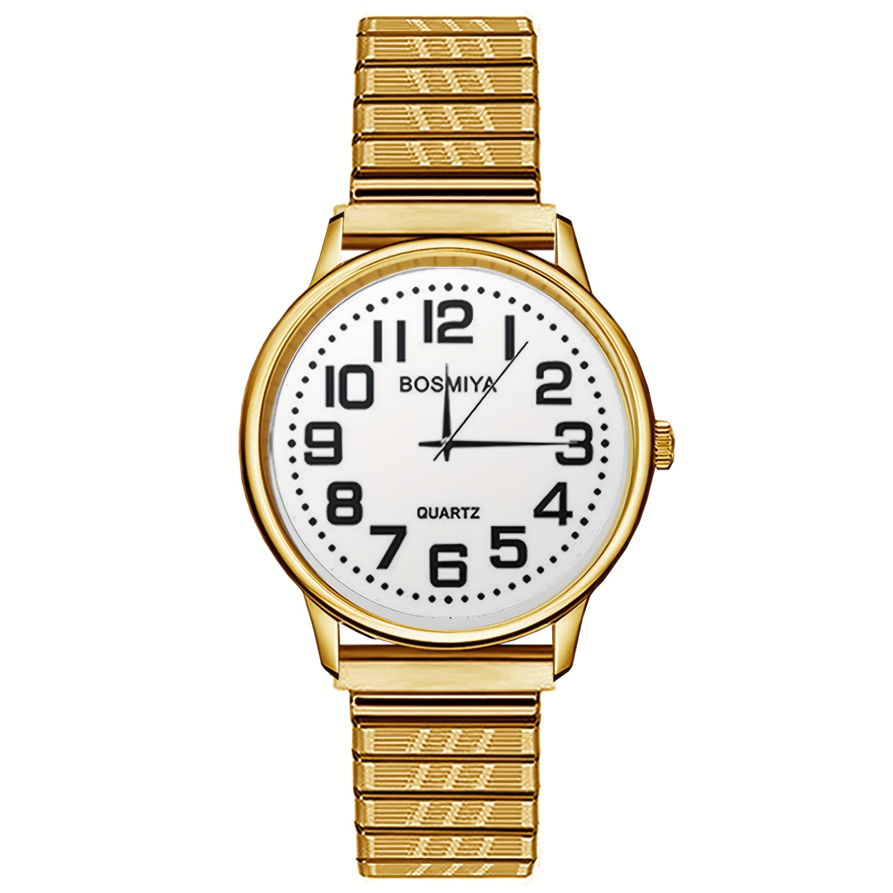 Men's Watch, Golden Strap, Adjustable Elastic Strap, And Easy-to-read Large Number Dial, Men's Gift