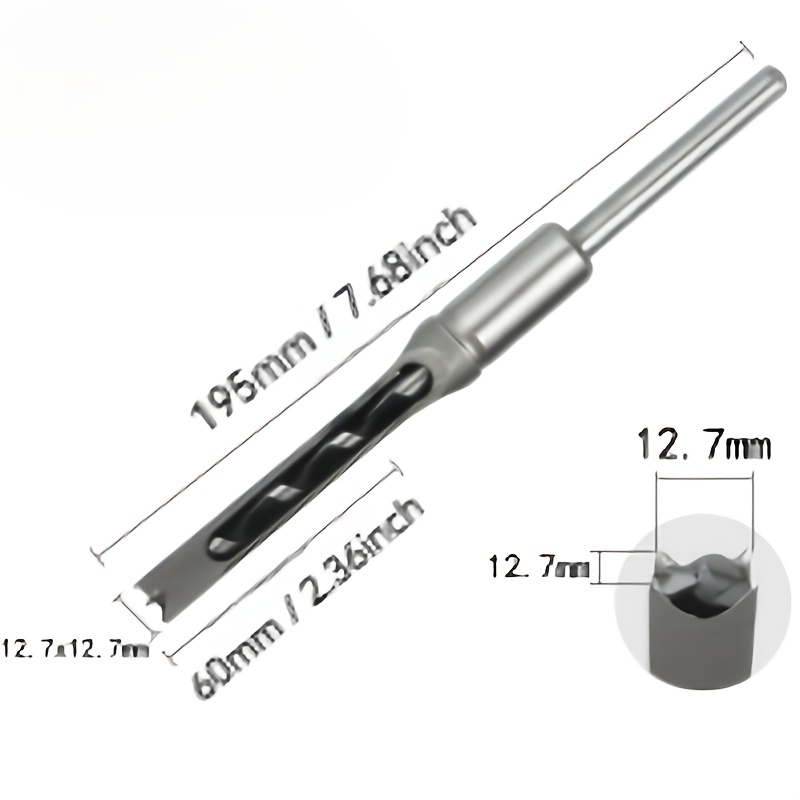 Procurement Product Square Hole Drill Bit, 12.7mm Round Shank Design, High Treatment, Micro Drill Bit Combination, Self-, Ideal Tool For Wood , Woodworking Additions