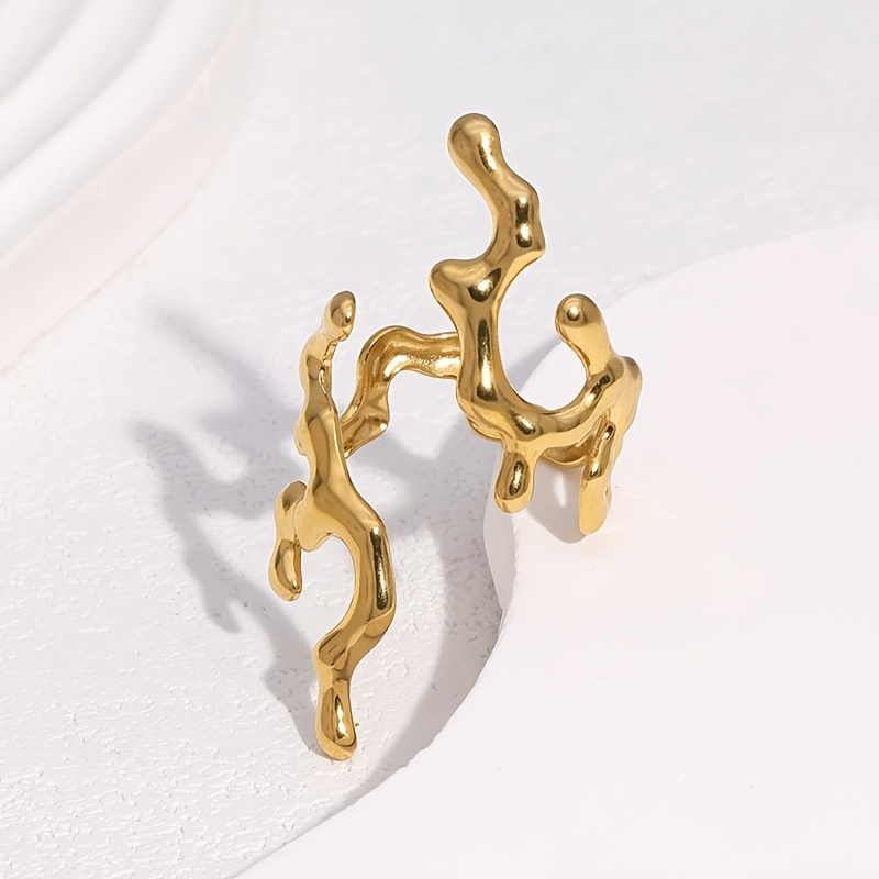 TEMU Anillo de mujer con diseño geométrico irregular, abierto y ajustable, elegante, simple, único y con estilo. Un regalo para mujer, joyería para