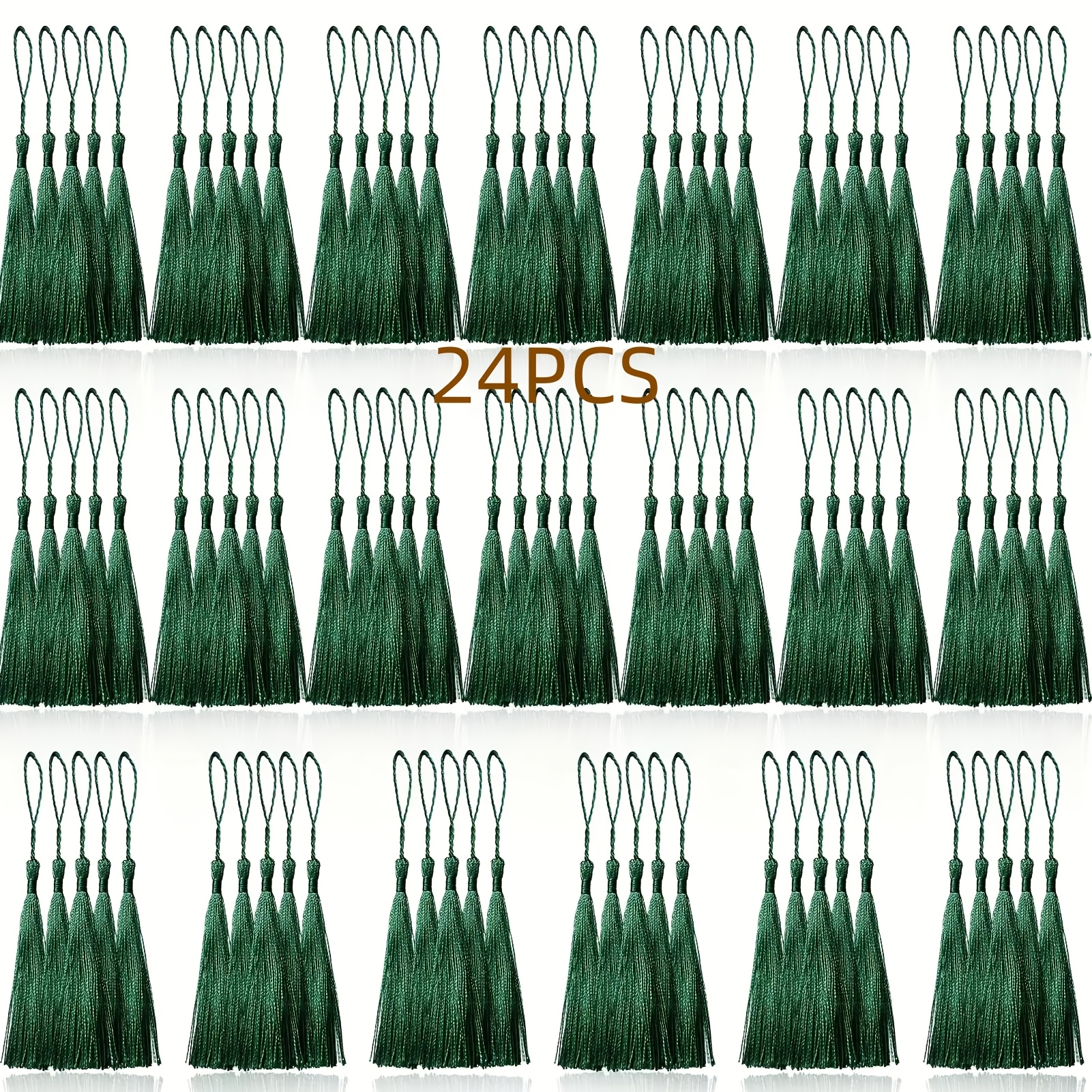 TEMU 24pcs Of Mini Tassel Rings - 5-inch Polyester Tassels, Suitable For Bookmarks, Jewelry Making, Crafts - Traditional Style Home Decor And