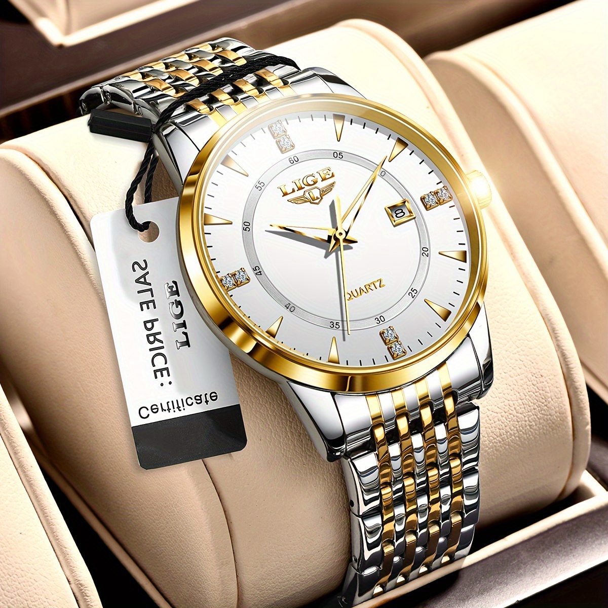 Women\'s Multifunctional Two Tone Stainless Steel Quartz Watch Chronograph Date FOSSIL Women ES5216 Description : This 36mm Neutra watch  main image 3