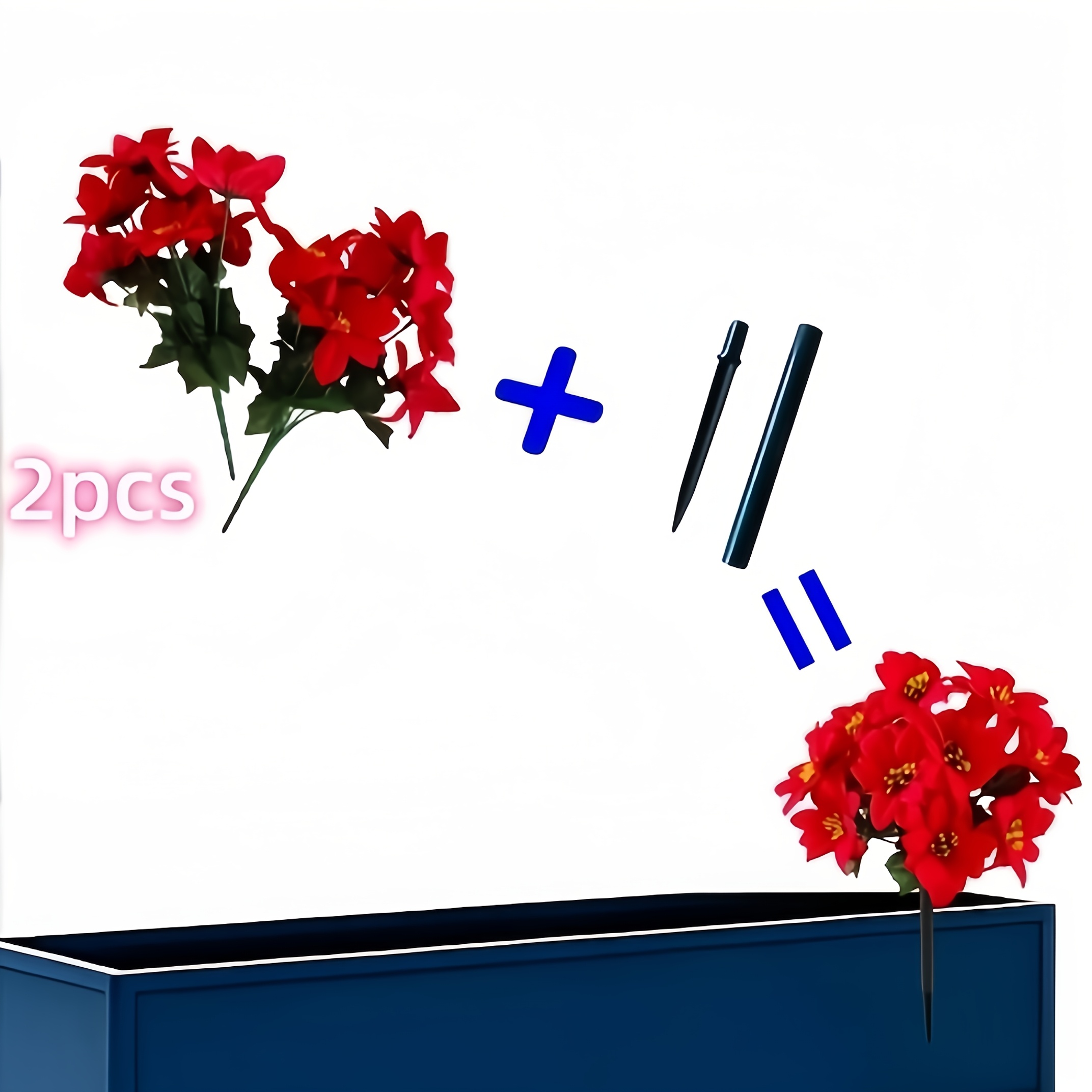 TEMU 2 Artificial Poinsettia Flowers With Set, Floral Decor, Plastic Greenery, For Holiday Decoration - Plastic Christmas Flowers, Suitable For Home