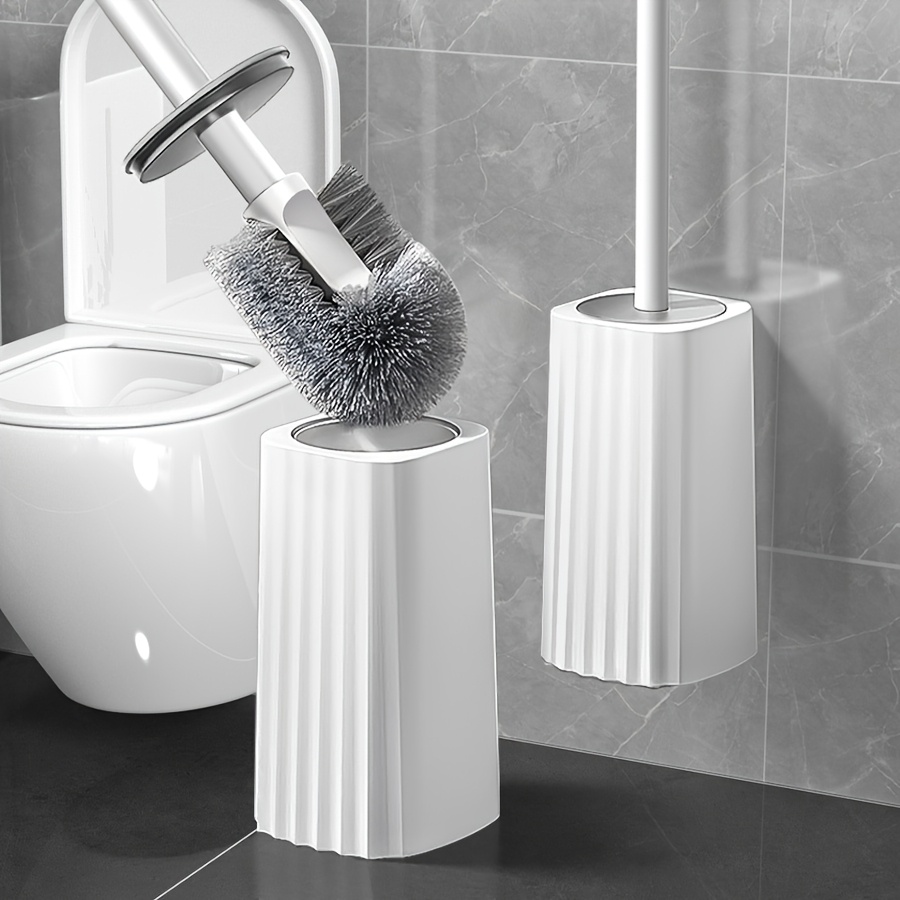 

Wall-mounted Toilet Brush Set With Long Handle, Flexible Bowl Cleaning Brush, No Dead Corner Design, Includes Holder - Ideal For Bathroom Cleaning