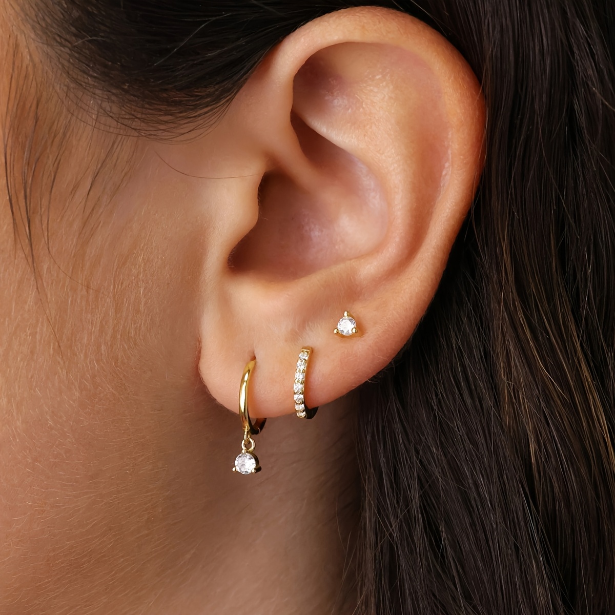 

6pcs Set, Copper Steel , Synthetic Zirconia, For Women, &