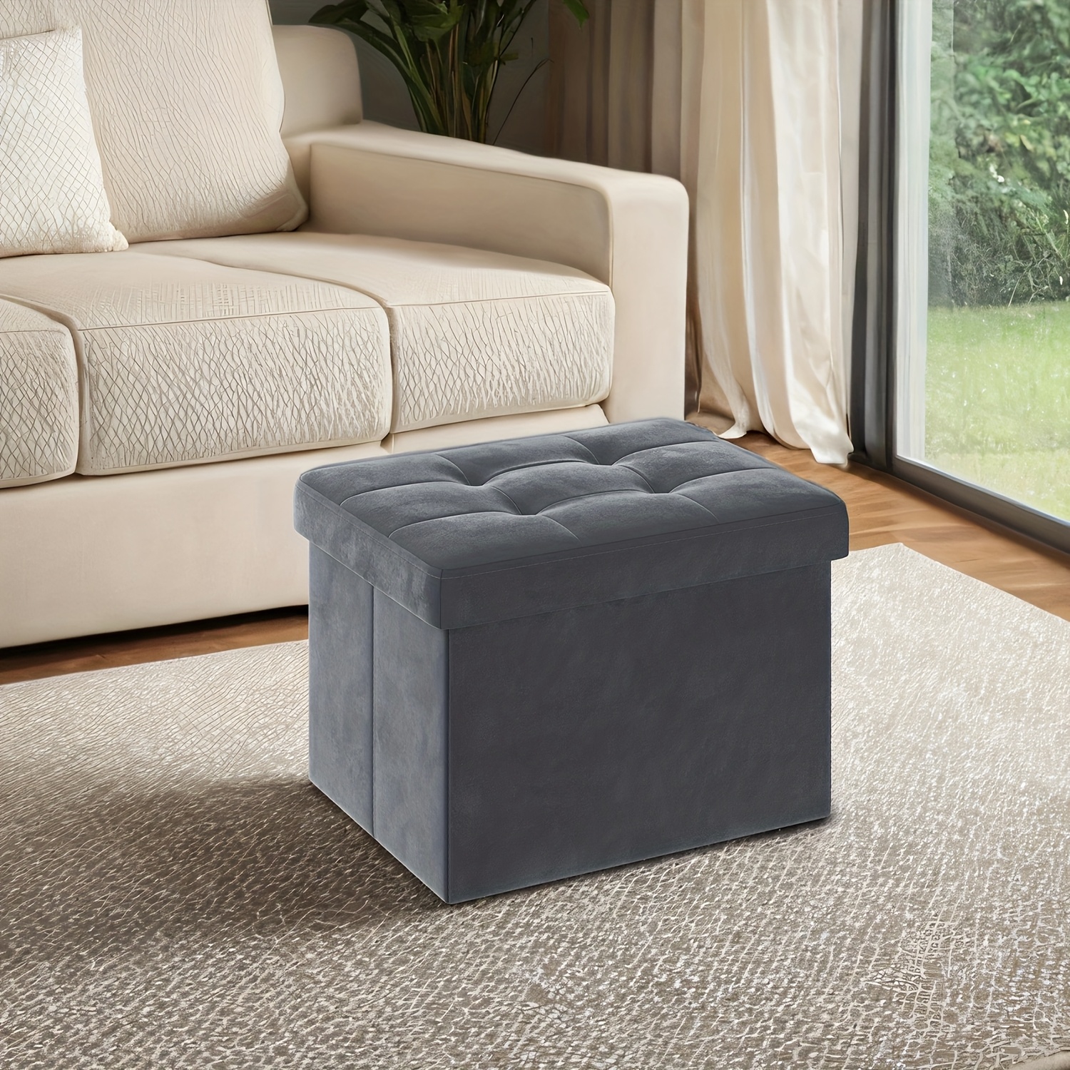 E-shop Bank mit Stauraum, faltbare Sitzkiste, Aufbewahrungsbox mit Deckel, Fußhocker, 31 x 41 x 31 cm, maximale Belastung 130 kg, für Flur, Wohnzimmer,