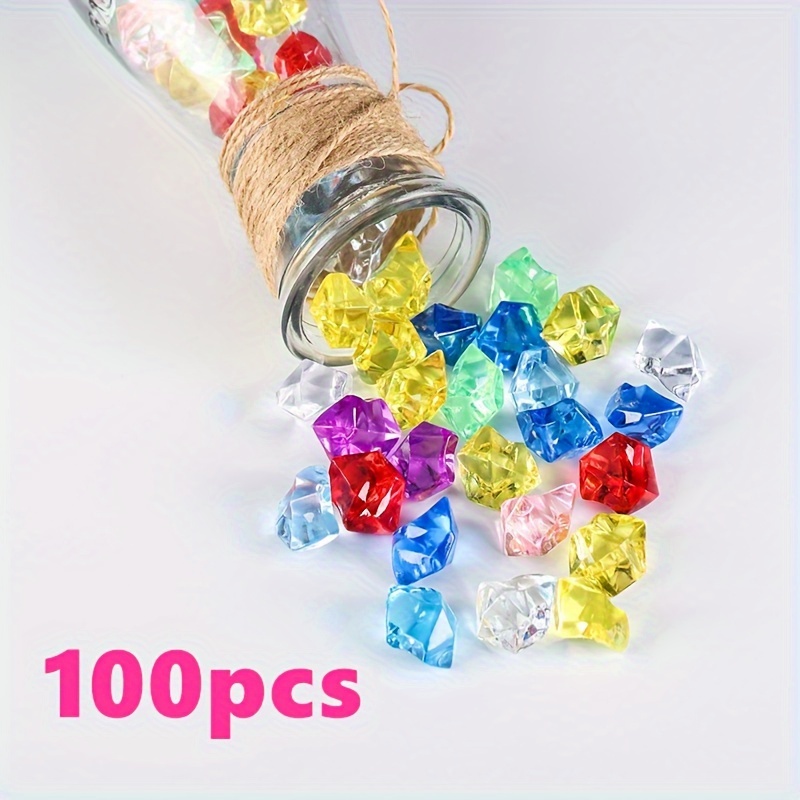 

100pcs Premium Acrylic Crystal Gems - Irregular Shaped Stones For Wedding Decor, Table Centerpieces, Diy Candles & Vase Fillers