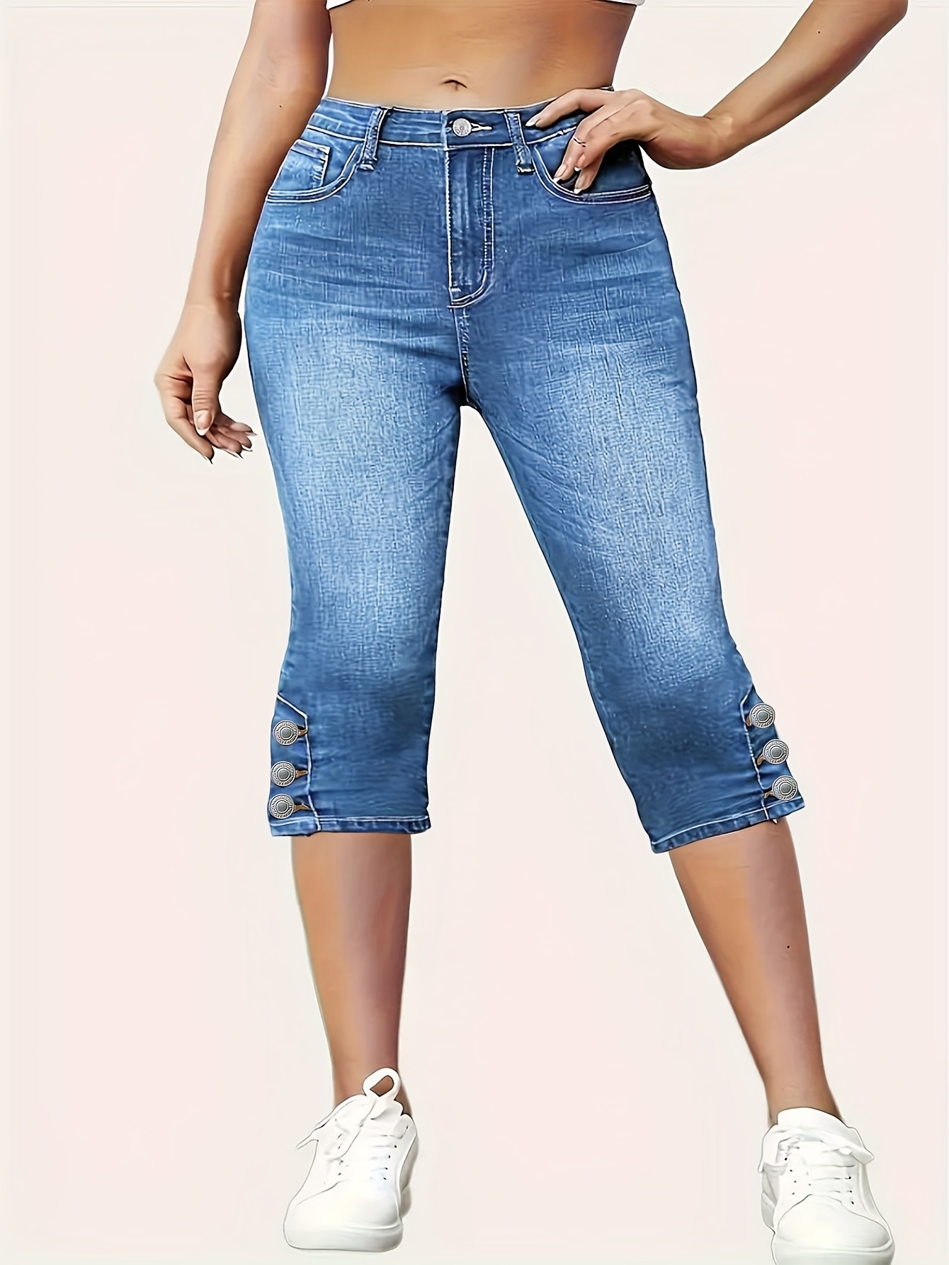 jeans mujer tiro pantalones capri denim semi Temu Colombia
