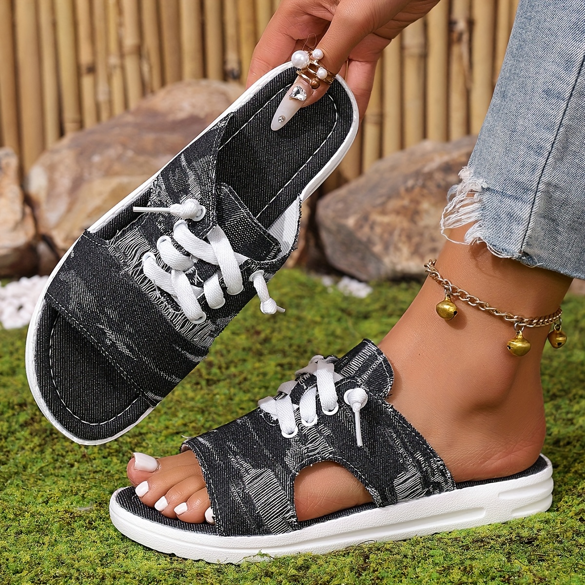 sandalias lona cómodas moda talla lh punta Temu Ecuador