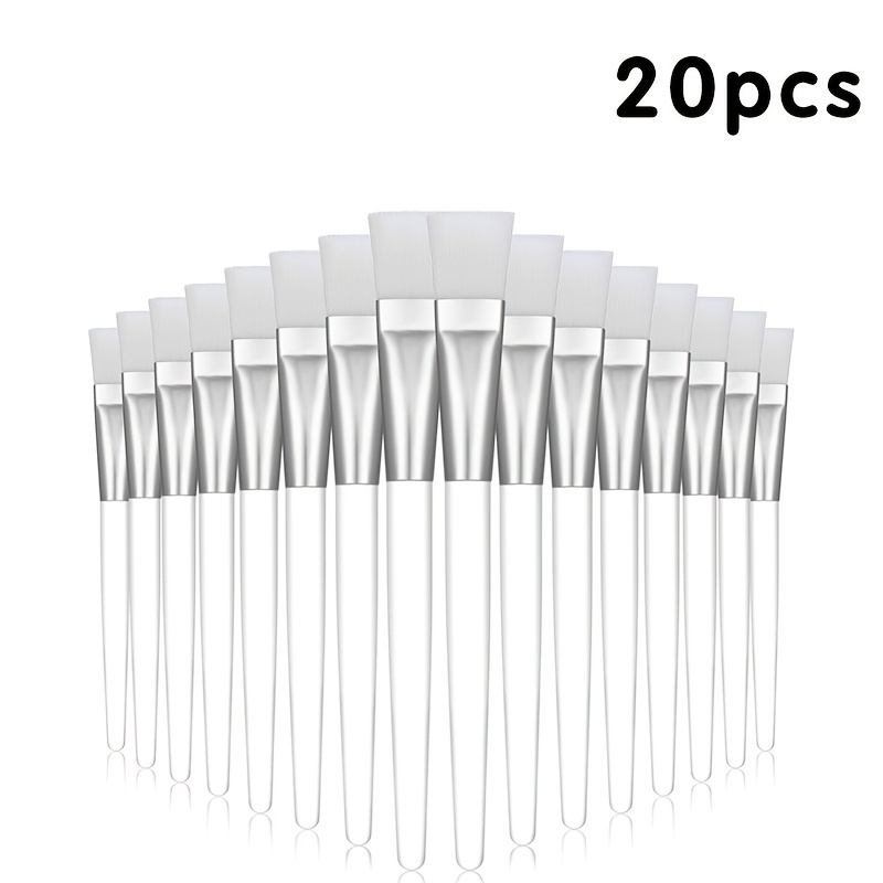 TEMU 20pcs Mask Brush Set, Designed For Applying Face Masks, Featuring Soft Bristles And Transparent Plastic Handles, Ideal For Skincare And Body